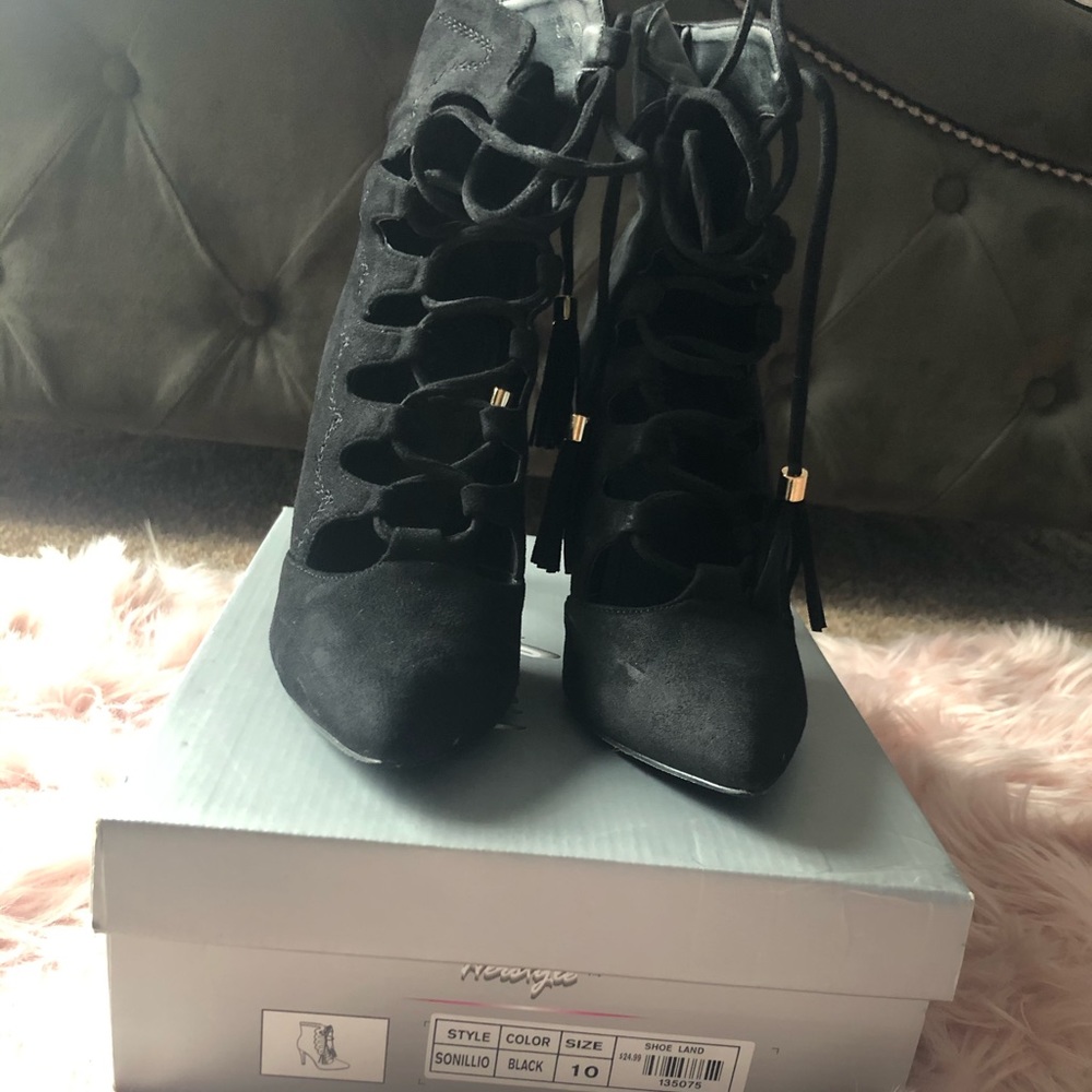 Black suede booties